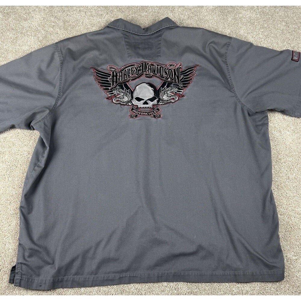 Harley Davidson Button Up Willie G Shirt 4XL Embroidered Skull V-Twin Y2K VTG